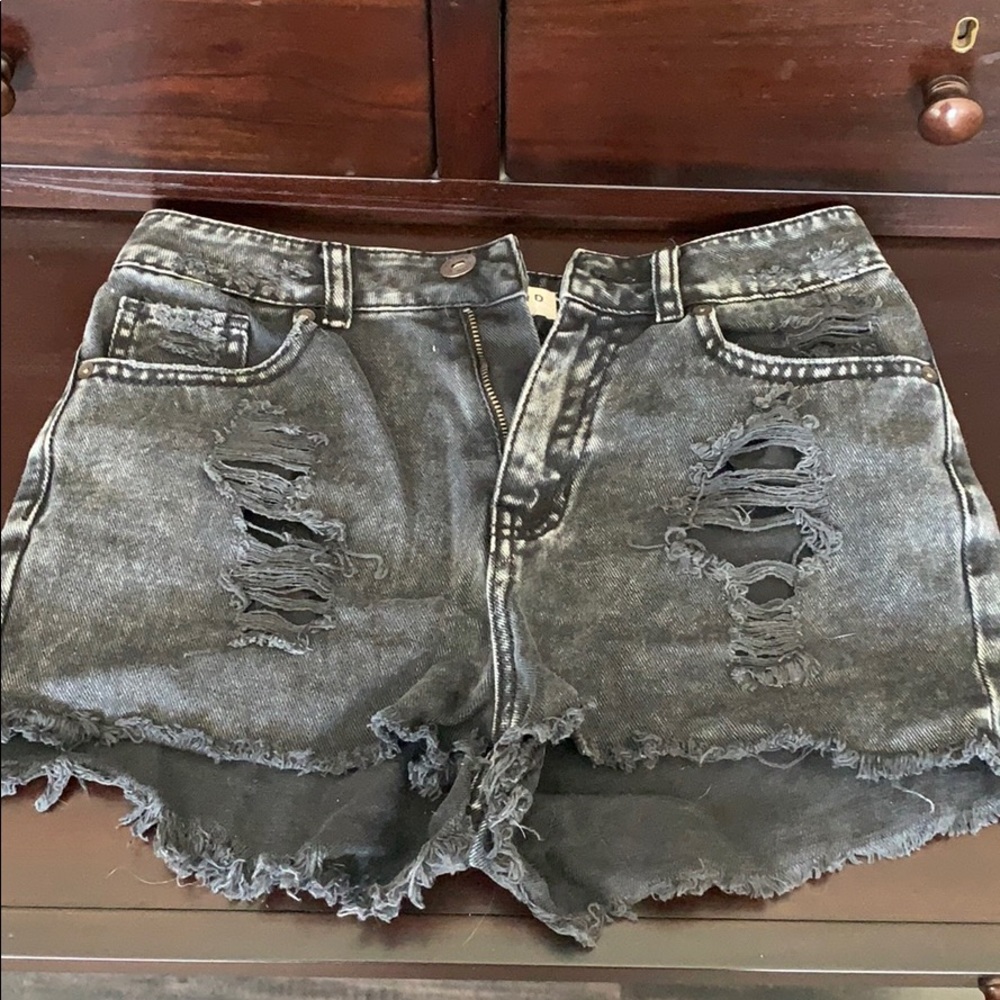 Black denim jean shorts